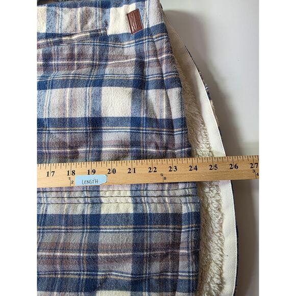 L.L. BEAN Women Scotch Plaid Flannel Shirt Sherpa-Lined Zip Hoodie Shacket SZ M - Picture 7 of 8